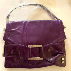 Helen Walsh Purple Handbag Purse Mystery Square Silver Embellishments NEW